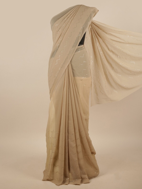 

Pothys Tan Poly Chiffon Embellished Saree