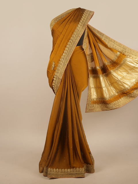 

Pothys Mustrad Poly Chiffon Embellished Saree, Mustard