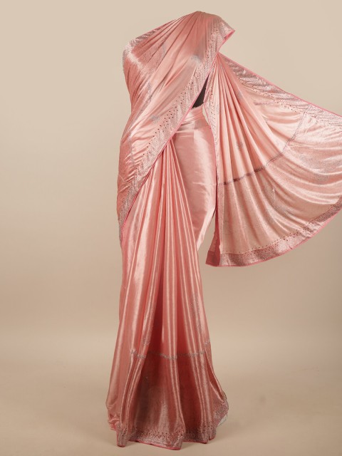 

Pothys Pink & Grey Beads and Stones Saree