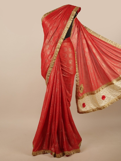 

Pothys Red Embellished Embroidered Saree