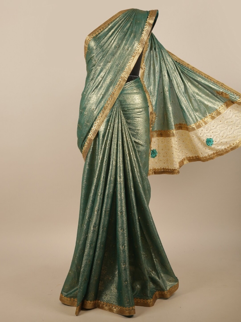 

Pothys Green Embellished Embroidered Saree