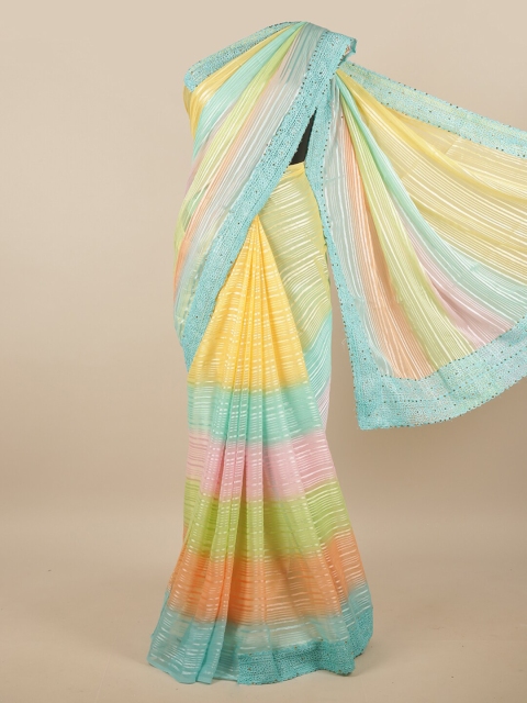

Pothys Blue & Yellow Striped Saree