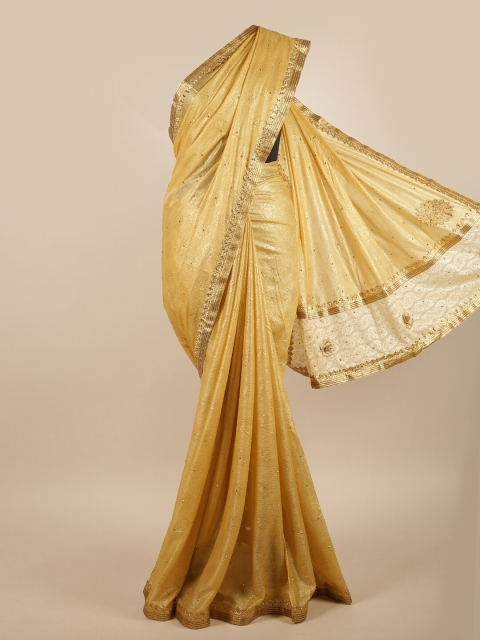 

Pothys Gold-Toned Embellished Beads and Stones Saree