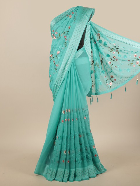 

Pothys Green & Pink Floral Saree