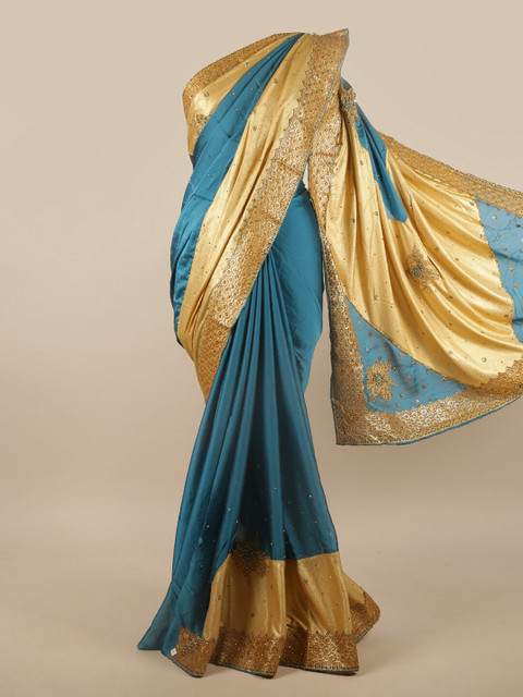 

Pothys Blue & Gold-Toned Ethnic Motifs Saree