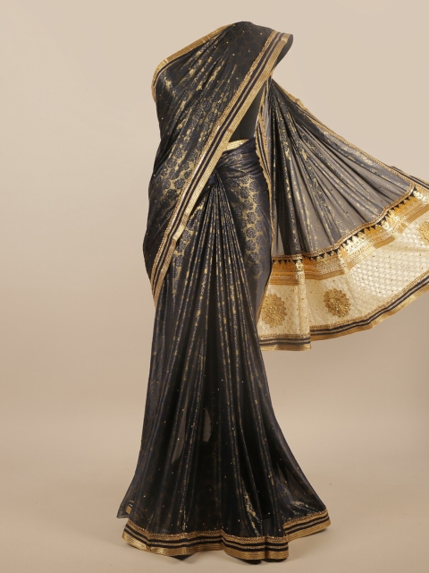 

Pothys Navy Blue Embellished Embroidered Saree