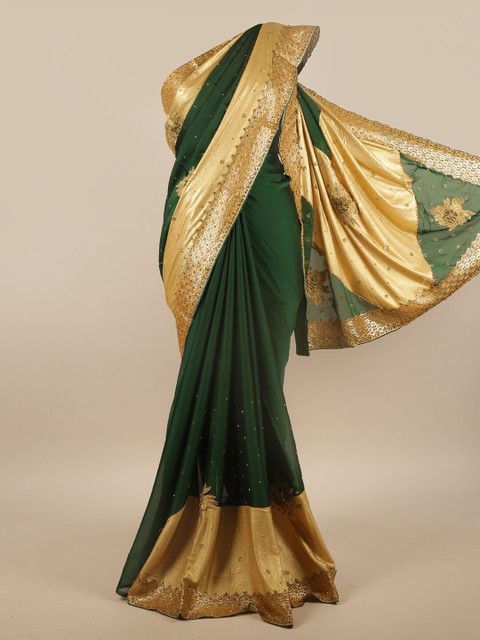 

Pothys Green & Gold-Toned Embellished Saree