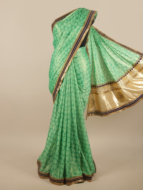 

Pothys Green & Gold-Toned Ethnic Motifs Saree