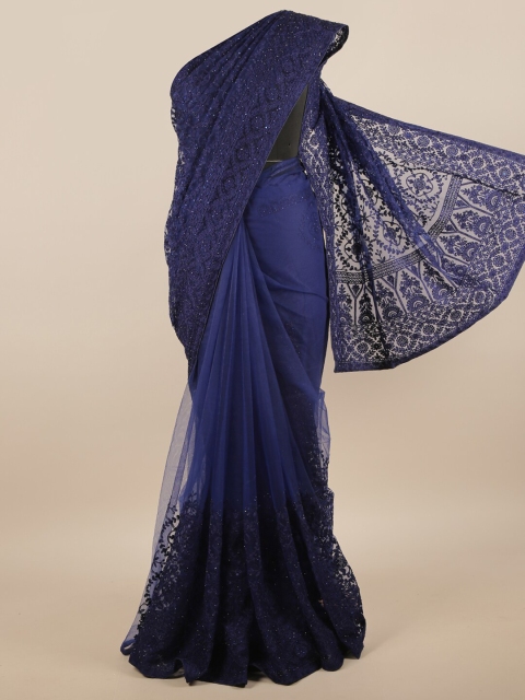 

Pothys Navy Blue Ethnic Motifs Net Saree