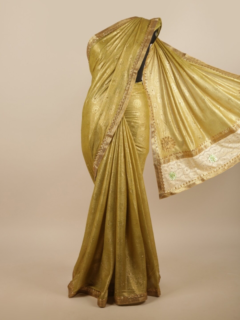 

Pothys Green & Gold-Toned Floral Saree