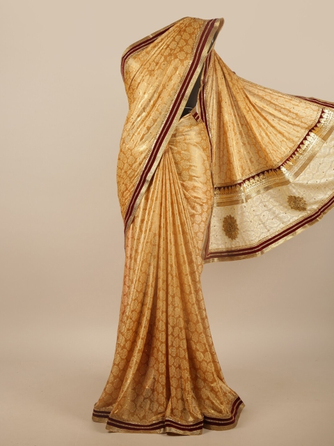 

Pothys Gold-Toned Embellished Embroidered Saree
