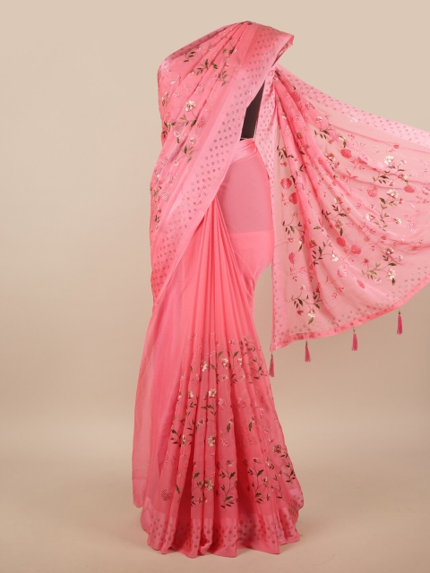 

Pothys Pink & Green Floral Saree