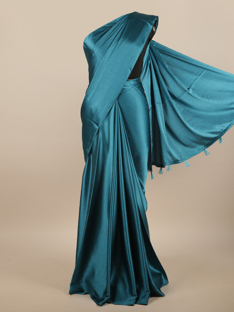 

Pothys Blue Satin Heavy Work Saree