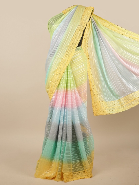 

Pothys Yellow & White Striped Saree