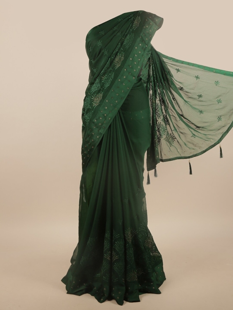 

Pothys Green & Gold-Toned Floral Saree