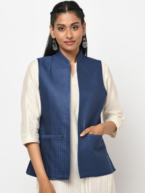 

Fabindia Women Blue Open Front Jacket