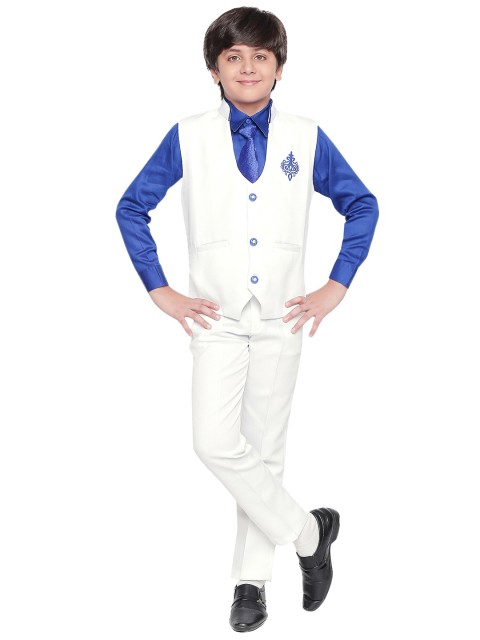 

Jeetethnics Boys White & Blue Shirt with Trousers