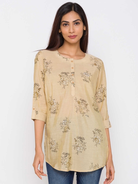 

ZOLA Beige & Green Printed Tunic