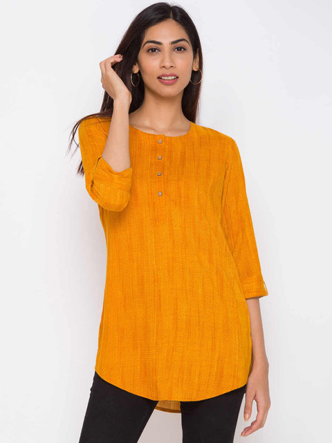 

ZOLA Mustard & Orange Self Design Tunic