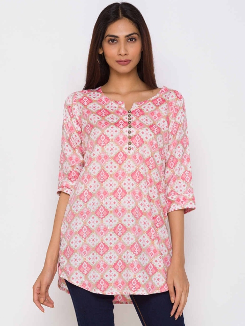 

ZOLA Pink & White Printed Tunic