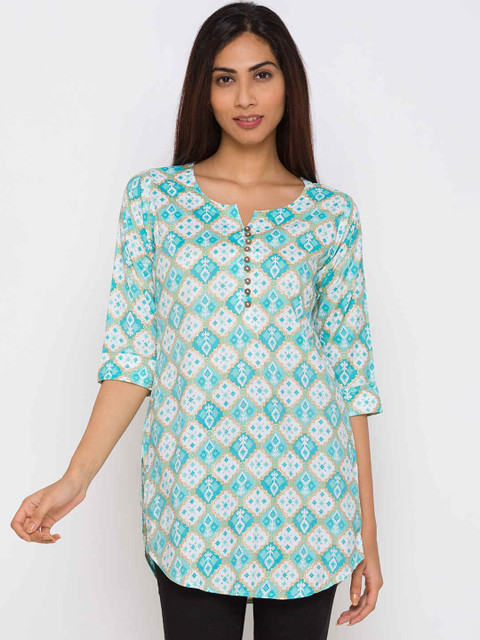

ZOLA Blue & White Printed Tunic