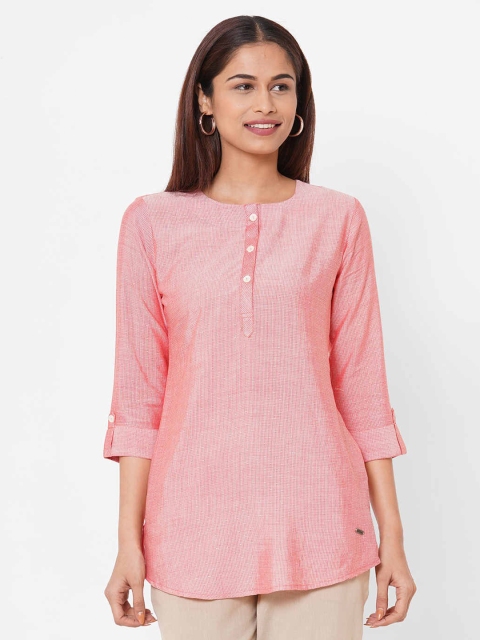 

ZOLA Pink & White Woven Cotton Tunic