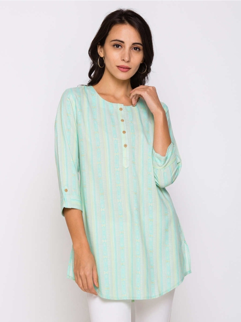 

ZOLA Blue & Yellow Striped Cotton Tunic