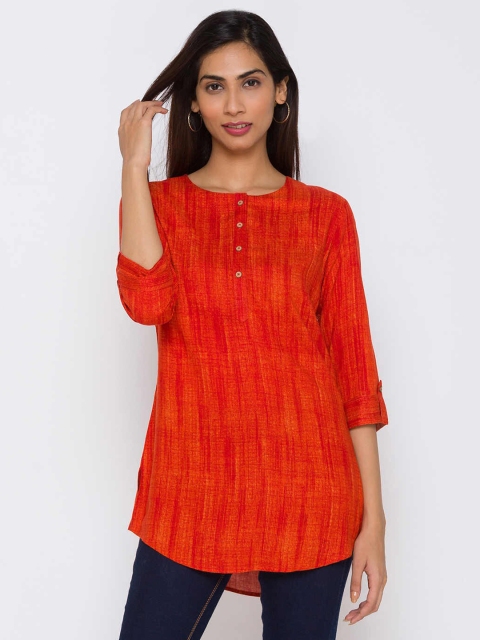 

ZOLA Red & Orange Self Design Tunic
