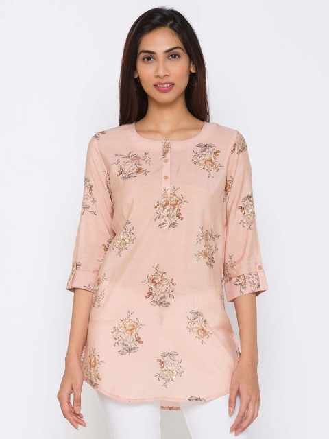 

ZOLA Peach-Coloured & Green Printed Tunic