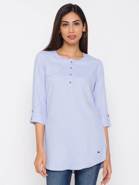 

ZOLA Women Blue Solid Viscose Rayon Tunic