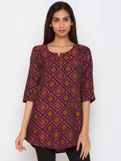 

ZOLA Women Pink & Orange Printed Tunic