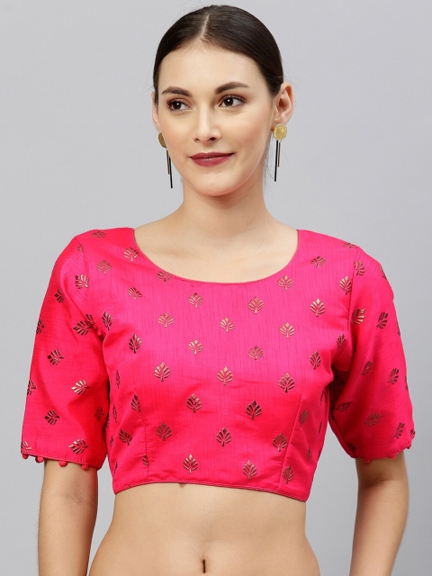 

Amrutam Fab Pink & Gold-Coloured Embellished Saree Blouse