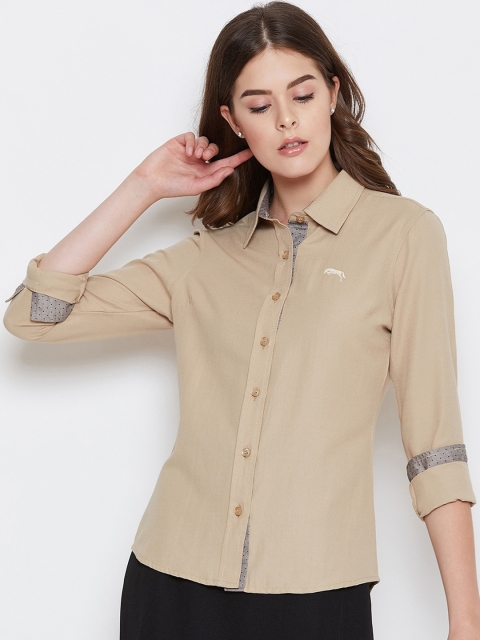 

JUMP USA Women Beige Opaque Cotton Casual Shirt
