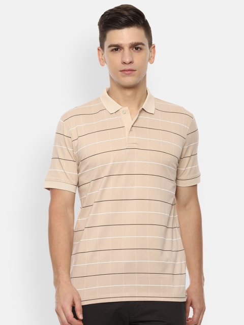 

Van Heusen Men Beige & White Checked Polo Collar T-shirt