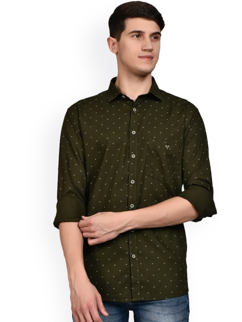 

Canstol Men Navy Blue Opaque Printed Casual Shirt
