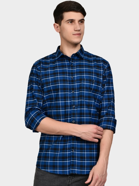 

Canstol Men Blue Opaque Checked Casual Shirt