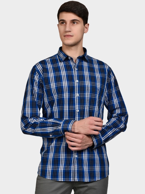 

Canstol Men Blue & White Tartan Checked Casual Shirt