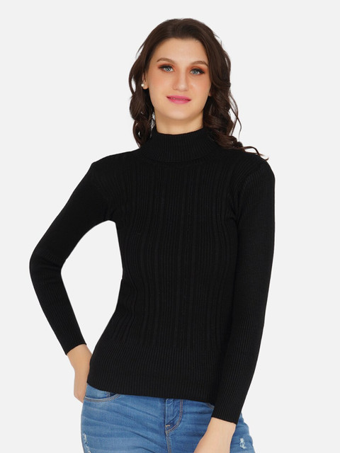 

FABNEST Women Black Cable Knit Pullover
