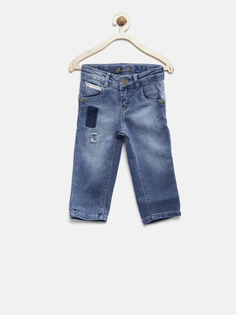 

Palm Tree Girls Blue Distressed Denim Capris