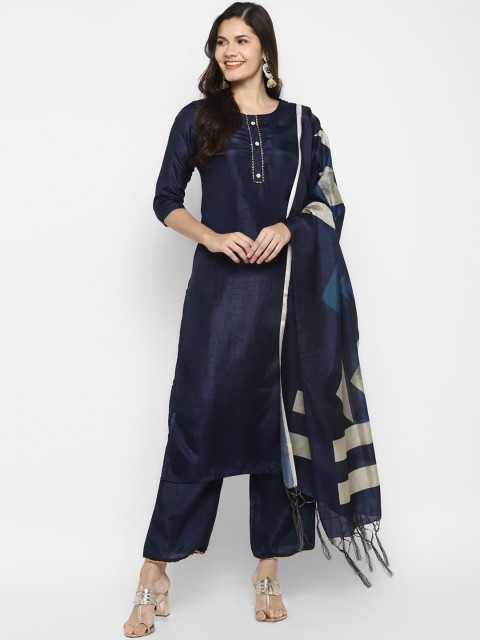 

VAABA Women Blue Regular Gotta Patti Kurta with Palazzos & With Dupatta