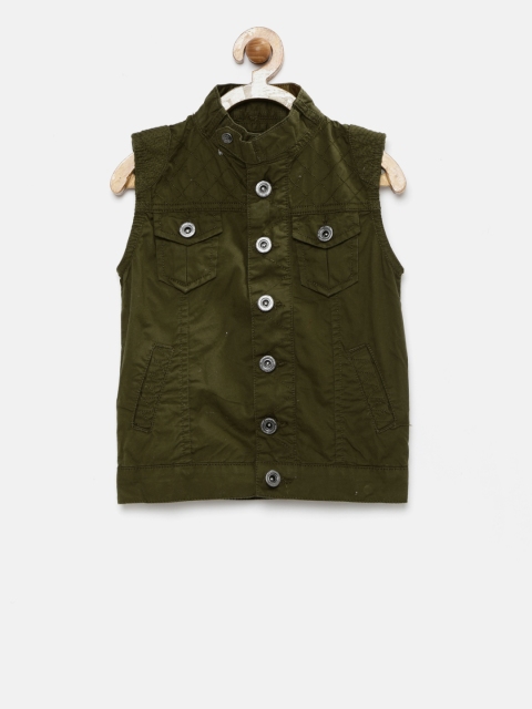 

Gini & Jony Boys Olive Green Sleeveless Jacket