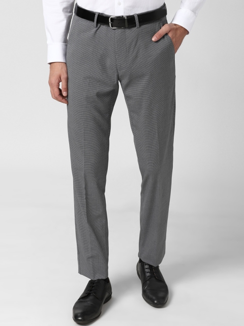 

Peter England Men Grey Textured Slim Fit Formal Trousers