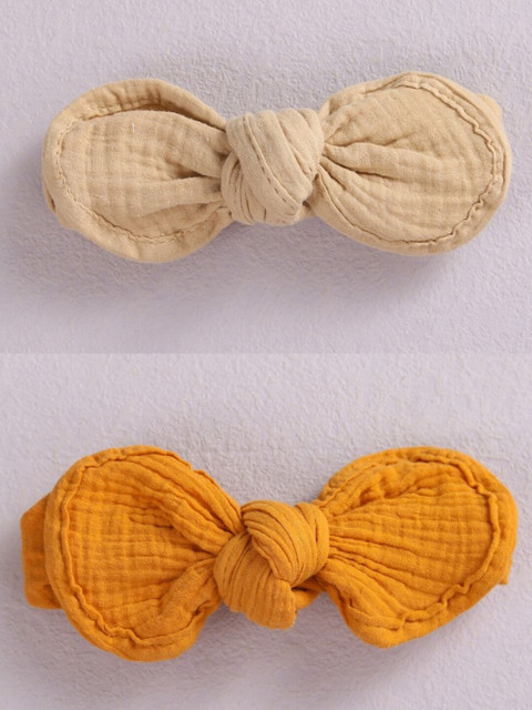 

AQUASTREET Girls Mustard & Brown Set of 2 Bowknot Hairband