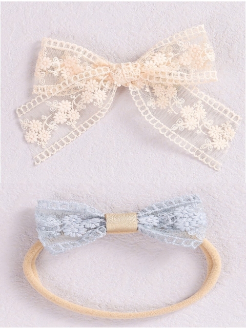 

AQUASTREET Girls Cream-Coloured Set of 2 Lace Bow Hairbands