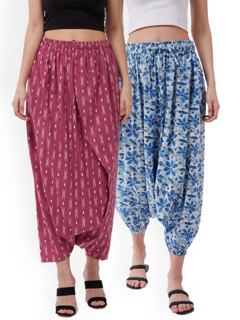 

InWeave Women Pack Of 2 Printed Harem Pants, Blue