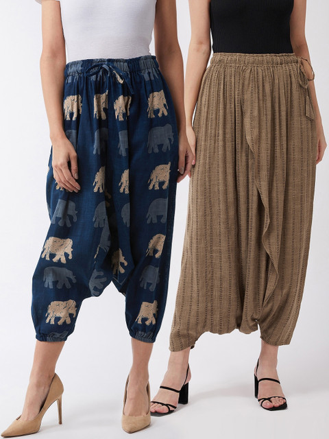 

InWeave Women Pack Of 2 Printed Harem Pants, Blue
