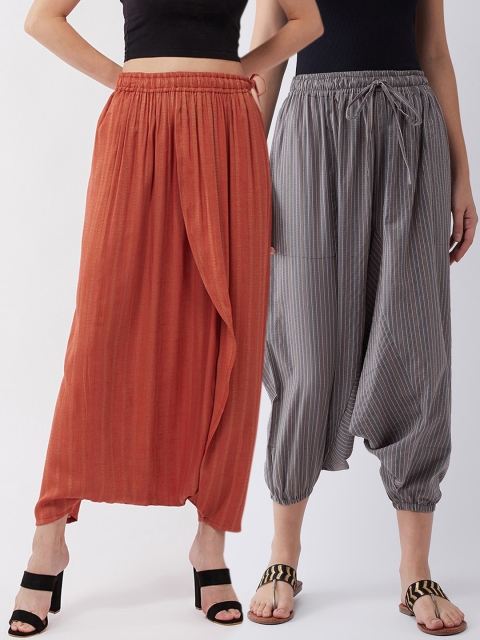 

InWeave Women Pack Of 2 Harem Pants, Orange