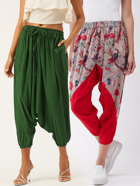 

InWeave Women Pack Of 2 Harem Pants, Green