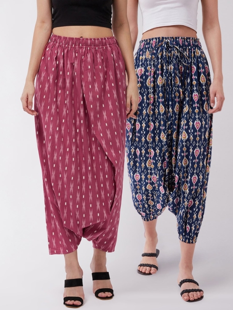 

InWeave Women Pack Of 2 Printed Harem Pants, Blue