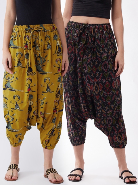 

InWeave Women Pack Of 2 Printed Harem Pants, Mustard